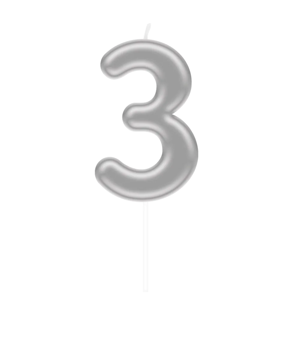3 Jaar Kaars Zilver 10,5cm