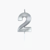 2 Jaar Kaars Zilver Metallic 6cm