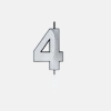 4 Jaar Kaars Zilver Metallic 6cm