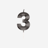 3 Jaar Kaars Zwart Metallic 6cm