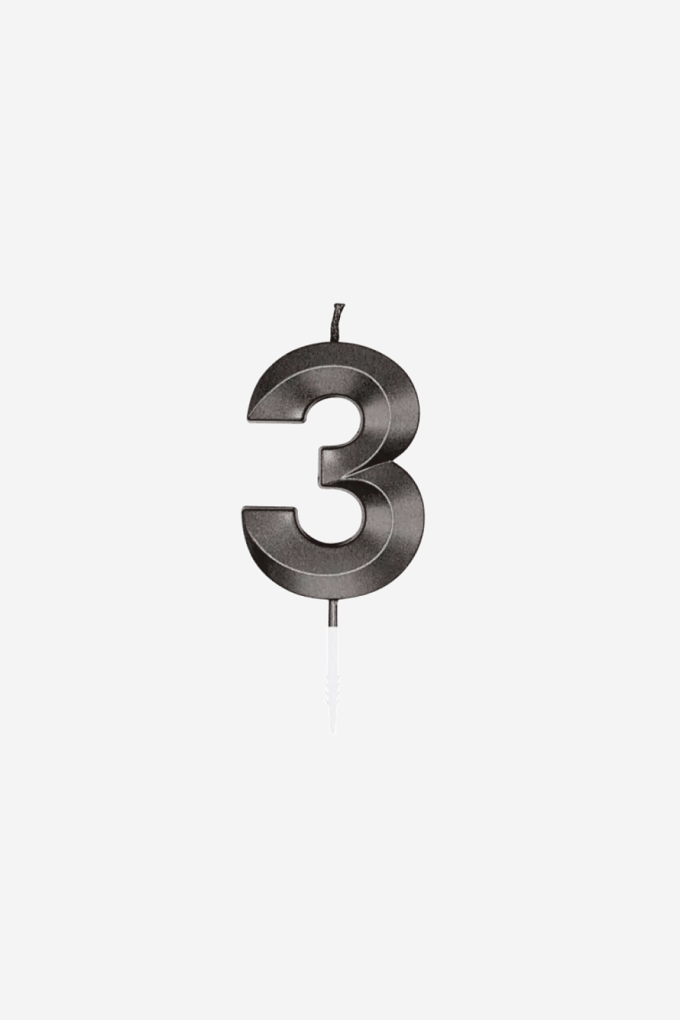 3 Jaar Kaars Zwart Metallic 6cm
