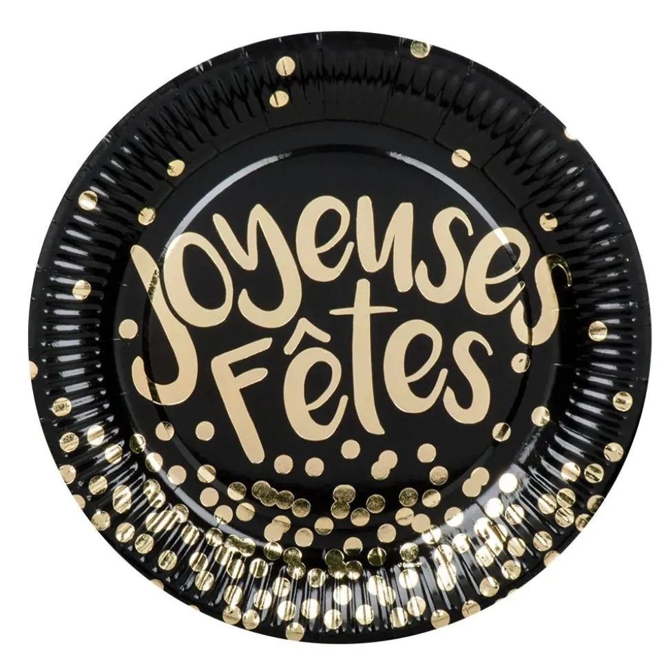 Joyeux Anniversaire Borden Zwart Goud 23cm 6st