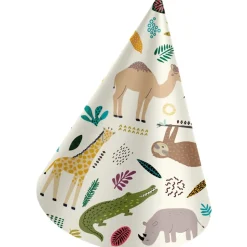 Jungle Dieren Feesthoedjes Papier Zoo Party 6st