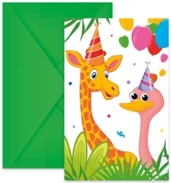 Jungle Dieren Uitnodigingen 6st