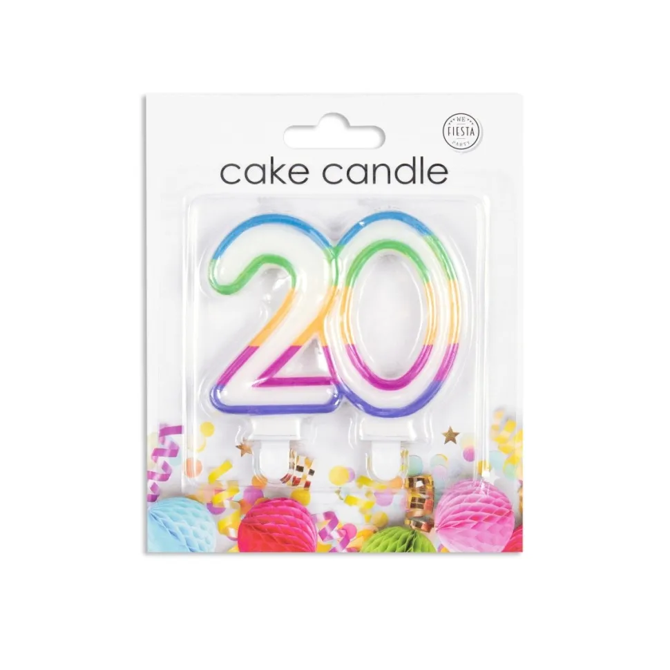 Kaars 20 Jaar Gekleurd 7cm
