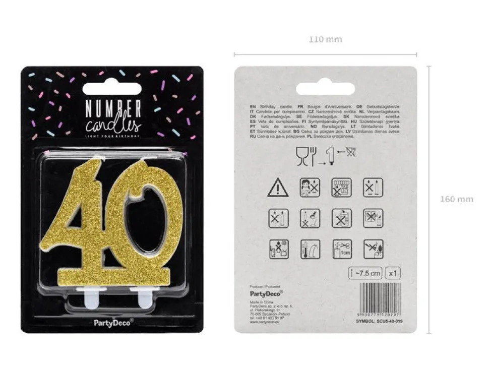 Kaars 40 Jaar Goud 7,5cm