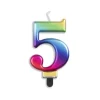 Kaars 5 Jaar Regenboog 7cm