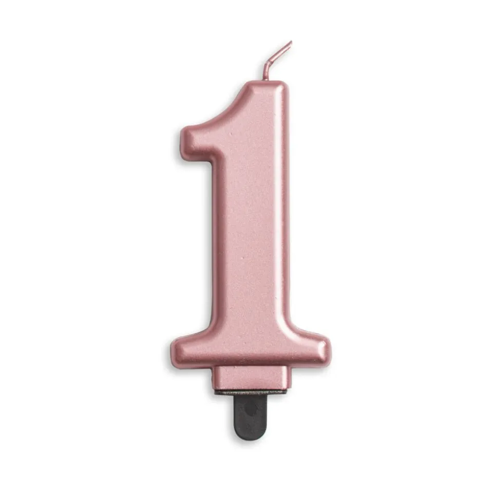Kaars 1 Jaar Rose Goud Metallic 8cm