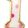 Kaars 1 Jaar Roze Stippen 8,5cm