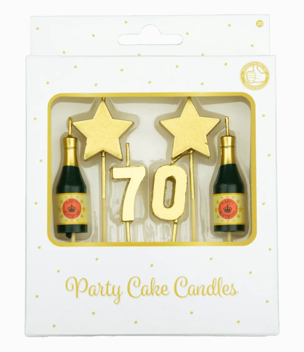 Kaarsjes 70 Jaar Champagne 17,5cm