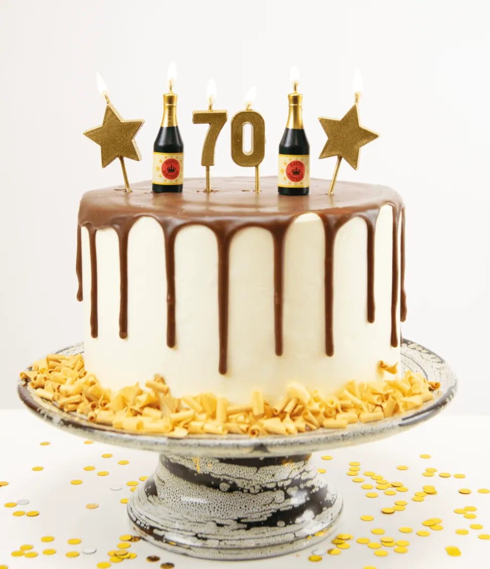 Kaarsjes 70 Jaar Champagne 17,5cm