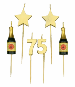 Kaarsjes 75 Jaar Champagne 17,5cm