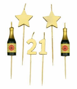 Kaarsjes 21 Jaar Champagne 17,5cm