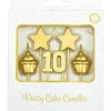 Kaarsjes 10 Jaar Cupcake Goud 17,5cm
