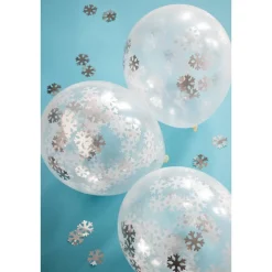 Kerst Confetti Ballon Sneeuwvlokken 30cm 4st