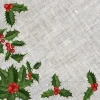 Kerst Servetten Grijs Hulst 33cm 20st