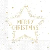 Kerst Servetten Wit Goud Merry Christmas 33cm 20st