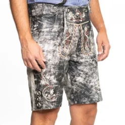 Lederhose Leer Kort Schaduw Zwart en Bretels