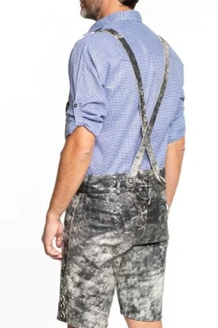 Lederhose Leer Kort Schaduw Zwart en Bretels