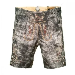 Lederhose Leer Kort Schaduw Zwart en Bretels