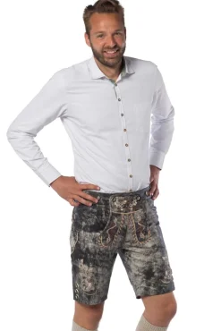Lederhose Leer Kort Schaduw Zwart en Bretels