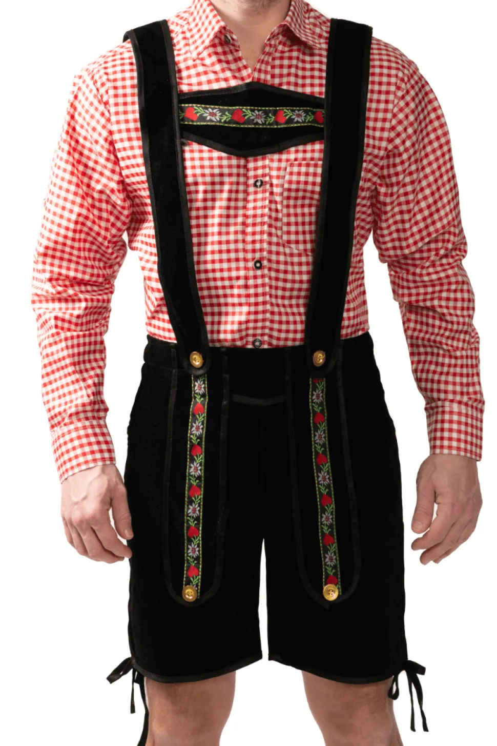 Lederhose Zwart Kort Met Blouse