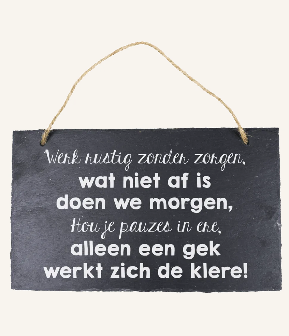 Leisteen Bordje Rustig Werken 25cm