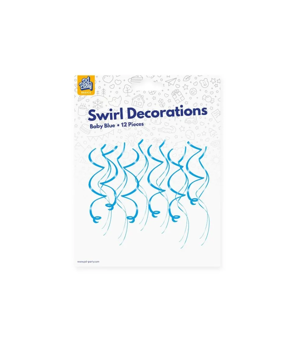 Lichtblauwe Hangdecoratie Swirls 12st