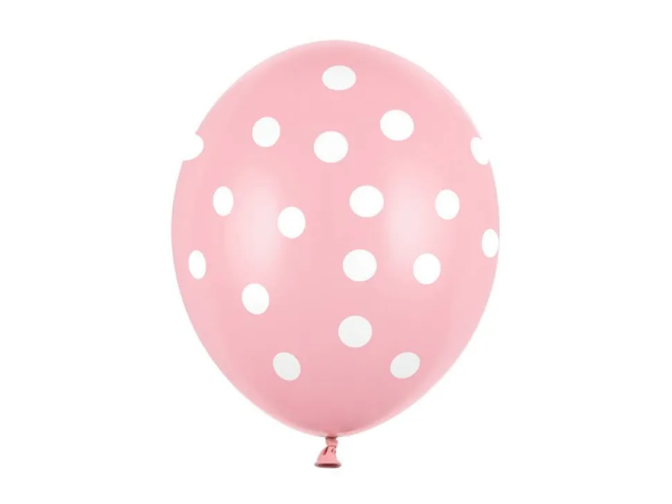 Lichtroze Ballonnen Witte Stipjes 30cm 6st