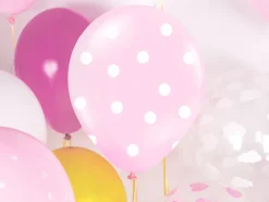 Lichtroze Ballonnen Witte Stipjes 30cm 6st