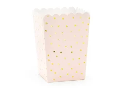 Lichtroze Popcorn Bakjes Gouden Stippen 12,5cm 6st