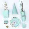 Mint Groene Popcorn Bakjes Goud Gestreept 12,5cm 6st