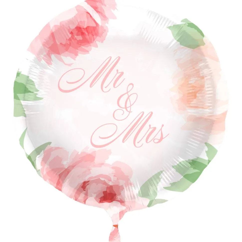 Mr And Mrs Helium Ballon Wit Roze Leeg 45cm