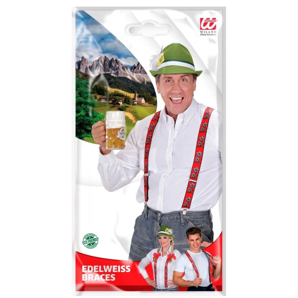 Oktoberfest Bretels Rood Met Edelweiss