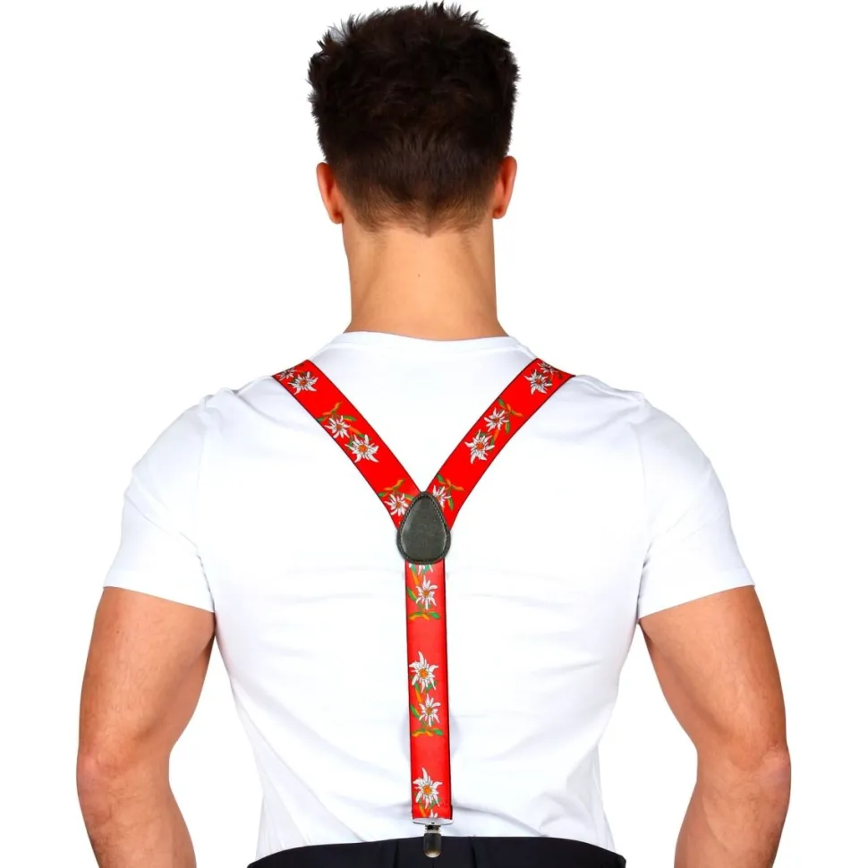 Oktoberfest Bretels Rood Met Edelweiss