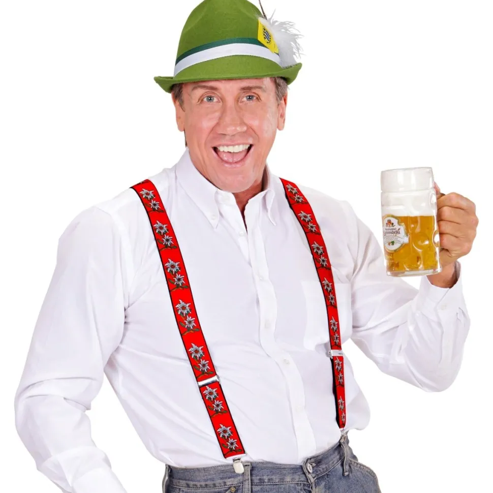 Oktoberfest Bretels Rood Met Edelweiss