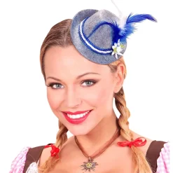 Oktoberfest Hoed Tiroler Mini Met Blauwe Veren