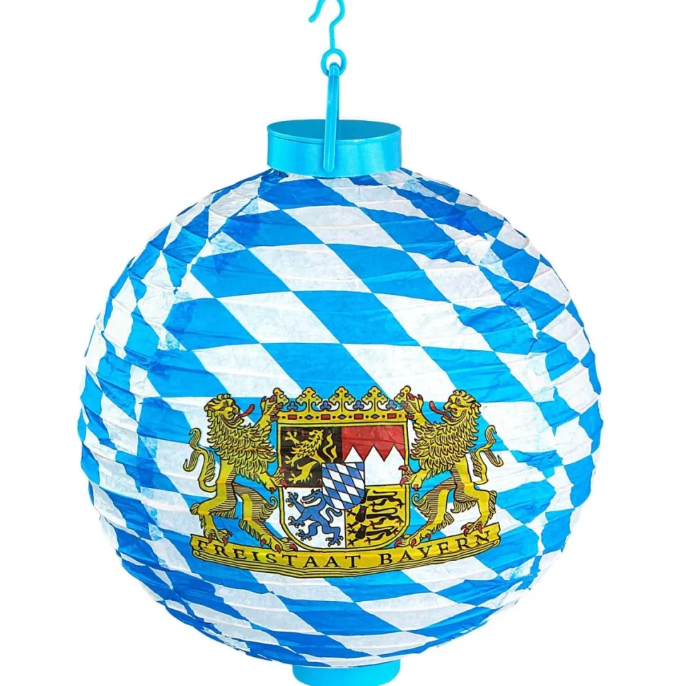 Oktoberfest Lampion Blauw Wit Met Lidlicht