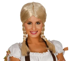 Oktoberfest Pruik met Vlechten Blond