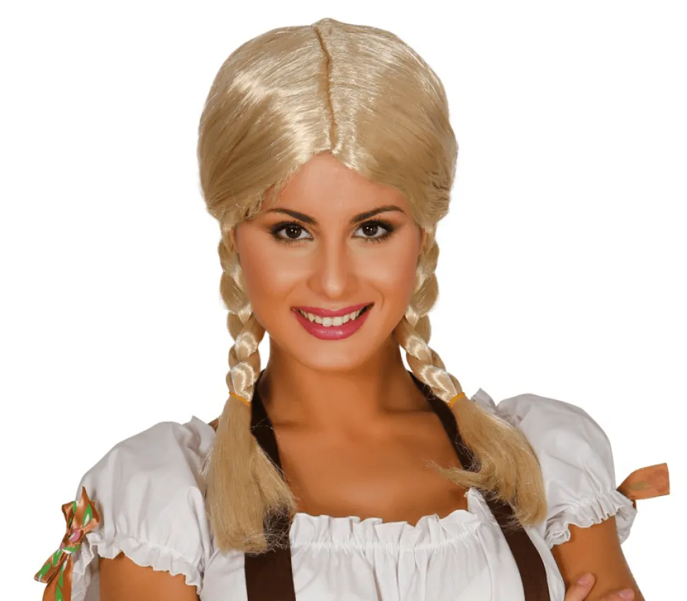 Oktoberfest Pruik met Vlechten Blond