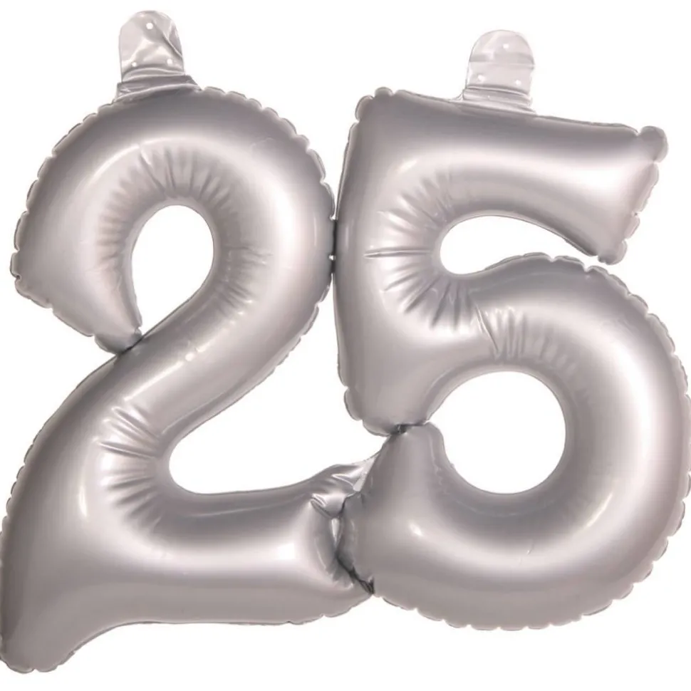 Opblaascijfer 25 Zilver 45cm