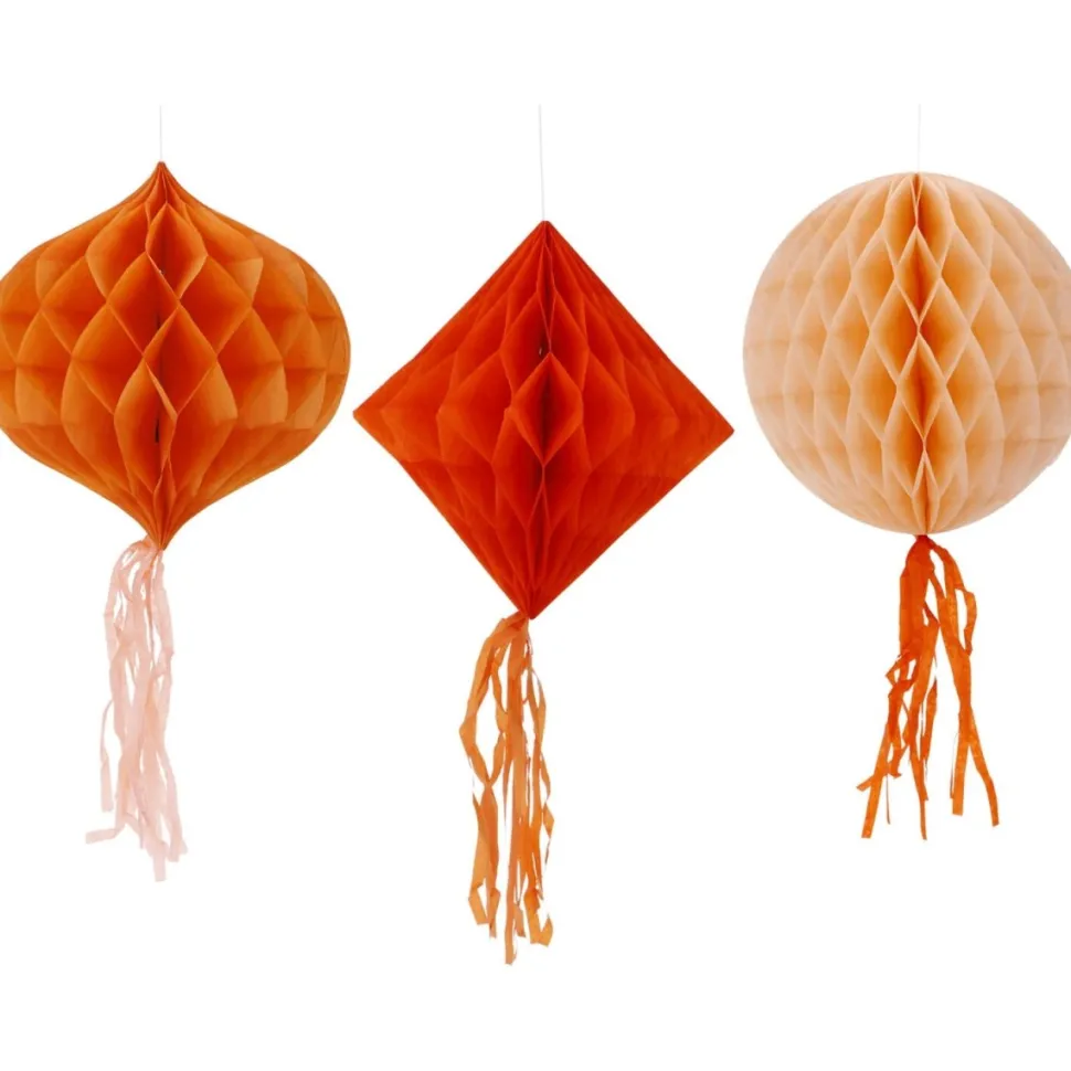 Oranje Honeycombs 30cm 3st