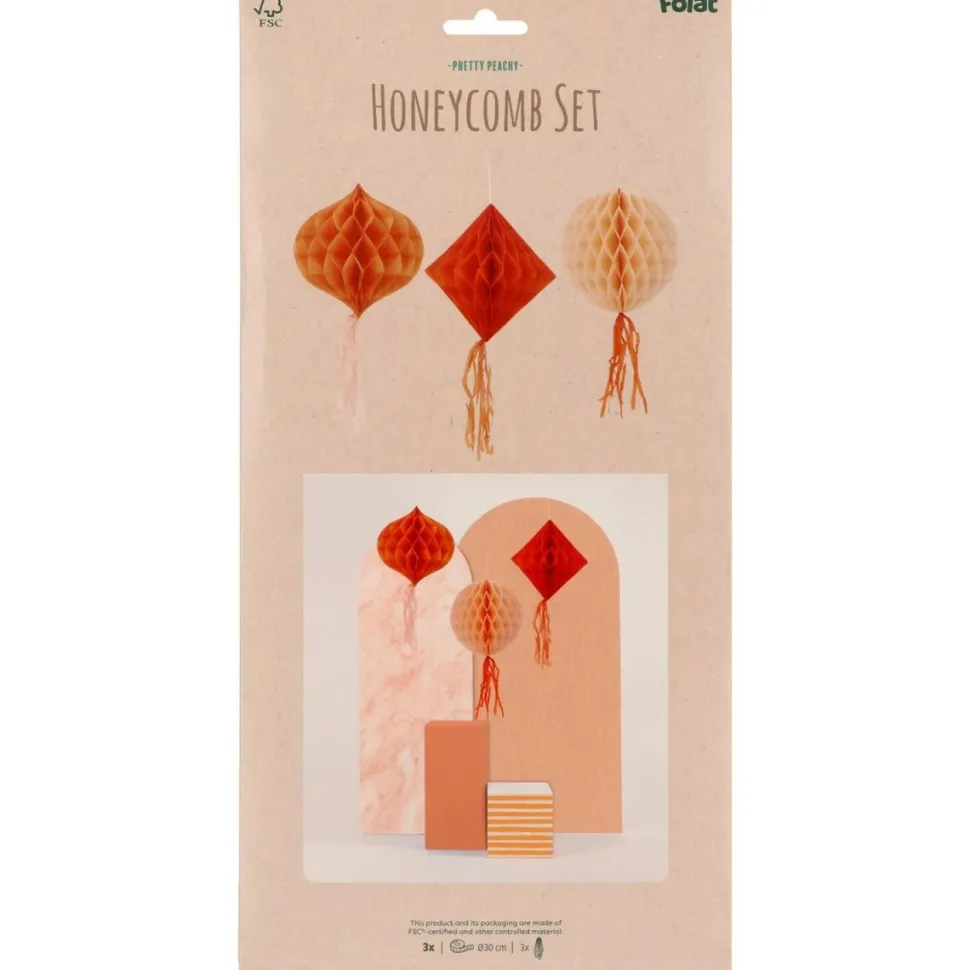 Oranje Honeycombs 30cm 3st