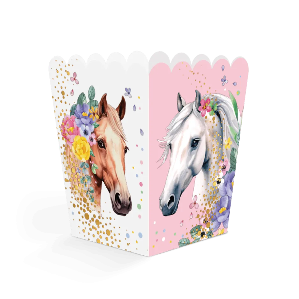 Paard Snackbakjes Wit Roze 6cm 8st