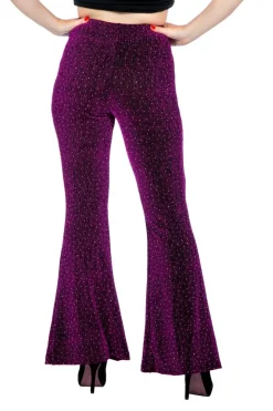 Paarse Broek Dames Flared Glitter