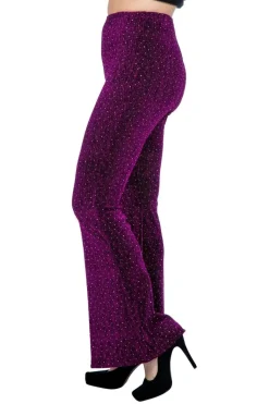Paarse Broek Dames Flared Glitter