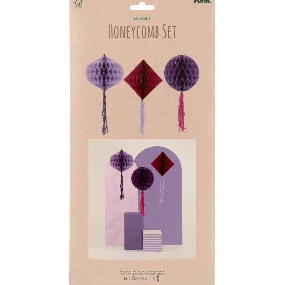 Paarse Honeycombs 30cm 3st