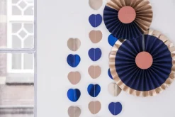 Papieren Waaiers Blauw 35cm 3st