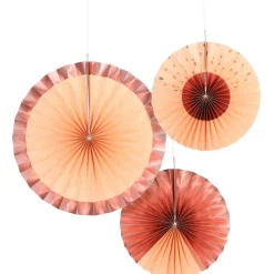 Papieren Waaiers Roze 35cm 3st