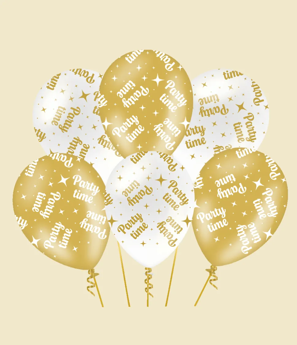 Party Ballonnen Wit Goud 30cm 6st